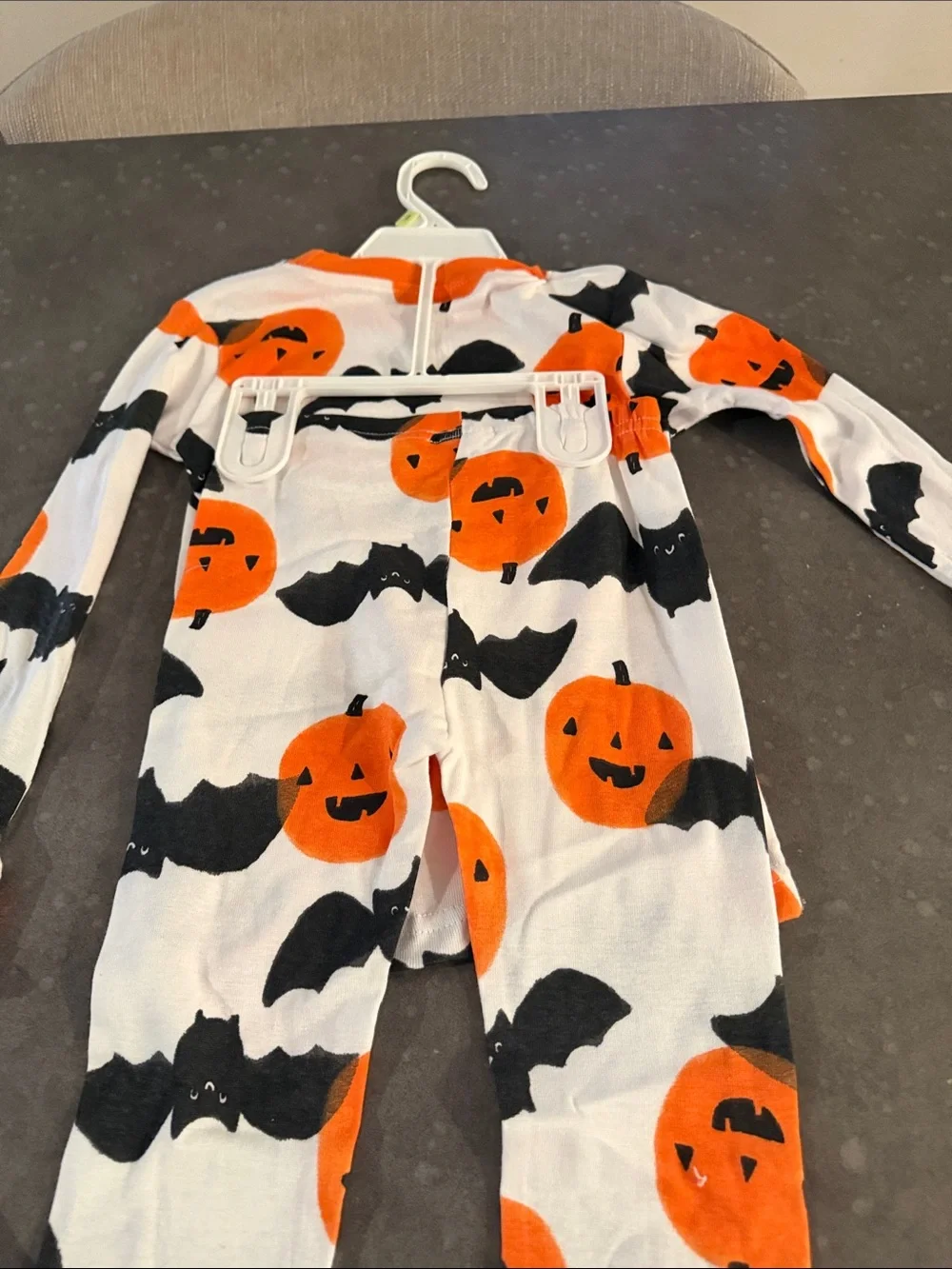 Carter's Orange & Black Pumpkin and Bat Pajama Set